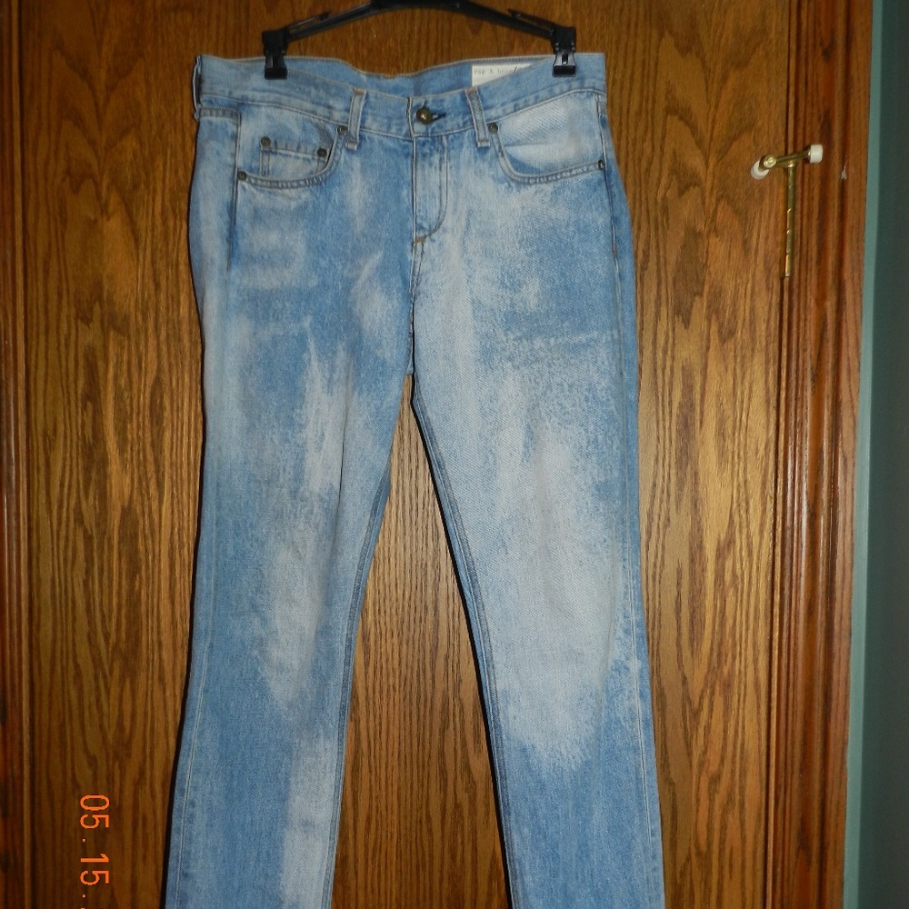 Womens Rag & Bone Light Blue Thin Faded Boyfriend Jeans